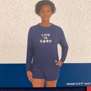 Life is Good Lounge Set Navy with Puppy dog Paw graphic Size XL !NWT very soft!